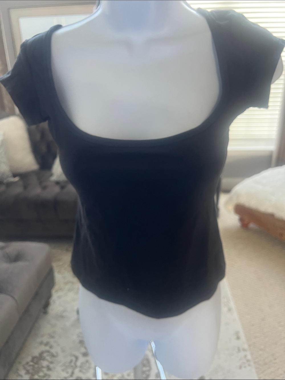 Skims cotton jersey Black Scoop Neck Women's Top